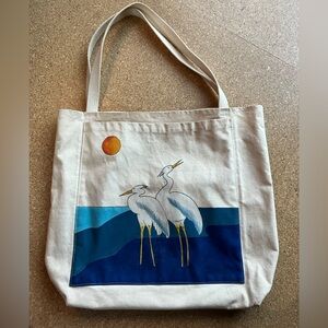 Cotton Tote Bag White Cranes Wading Nature Birds (16 X 18 Inches) Shopper Travel